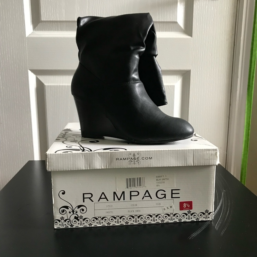 Rampage Black Heeled Ankle Boots